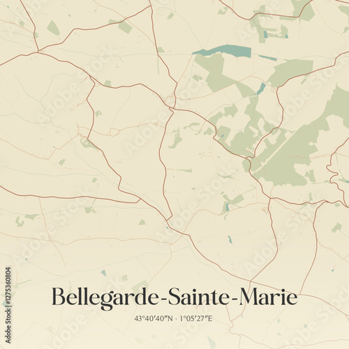 Vintage map of Bellegarde-Sainte-Marie, France.