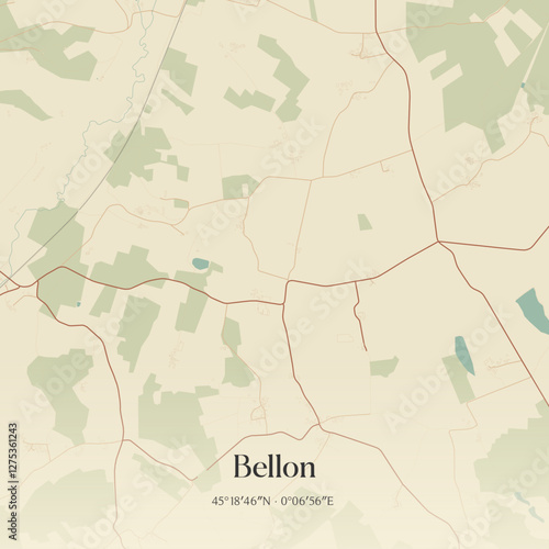 Vintage map of Bellon, France.