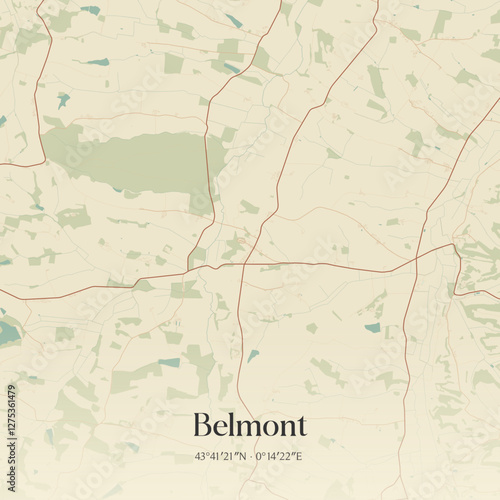 Vintage map of Belmont, France.