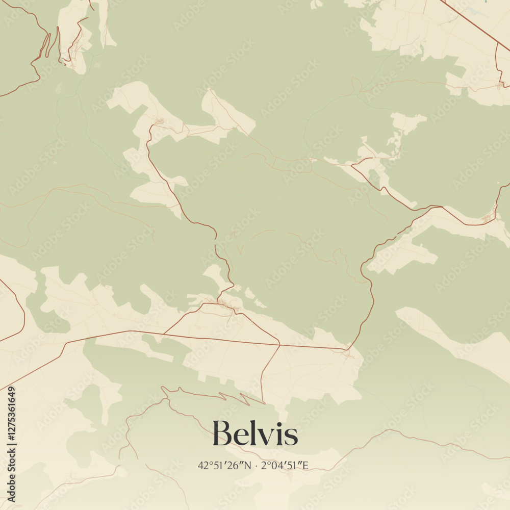 Obraz premium Vintage map of Belvis, France.