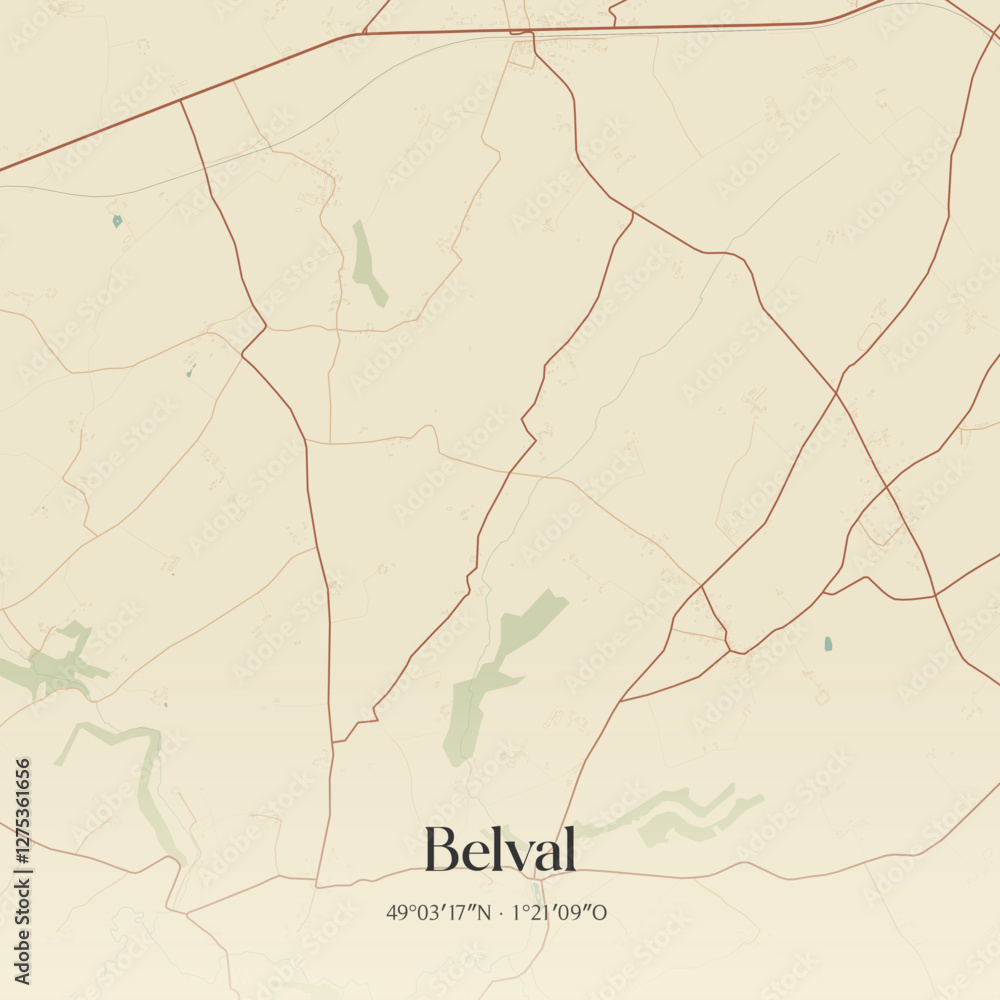 Fototapeta premium Vintage map of Belval, France.