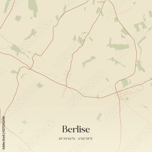 Vintage map of Berlise, France.