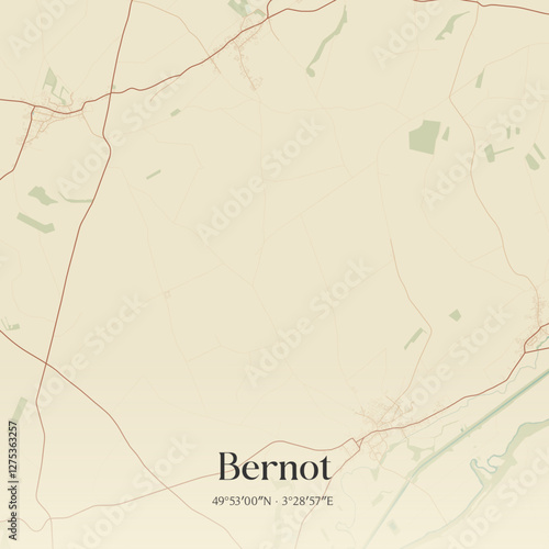 Vintage map of Bernot, France.