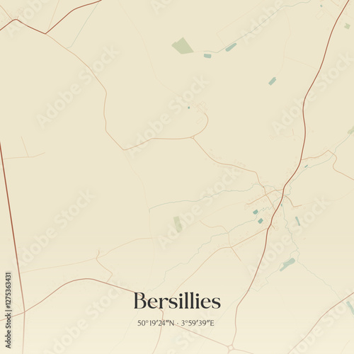 Vintage map of Bersillies, France.