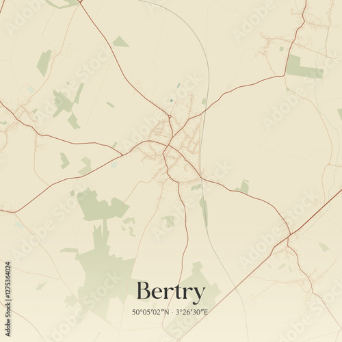 Vintage map of Bertry, France.