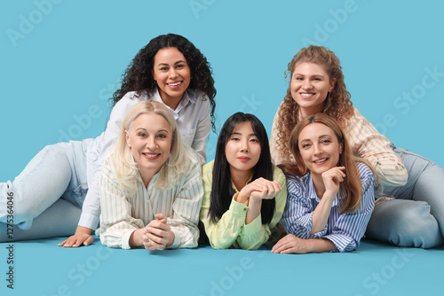 Group of beautiful women ly...