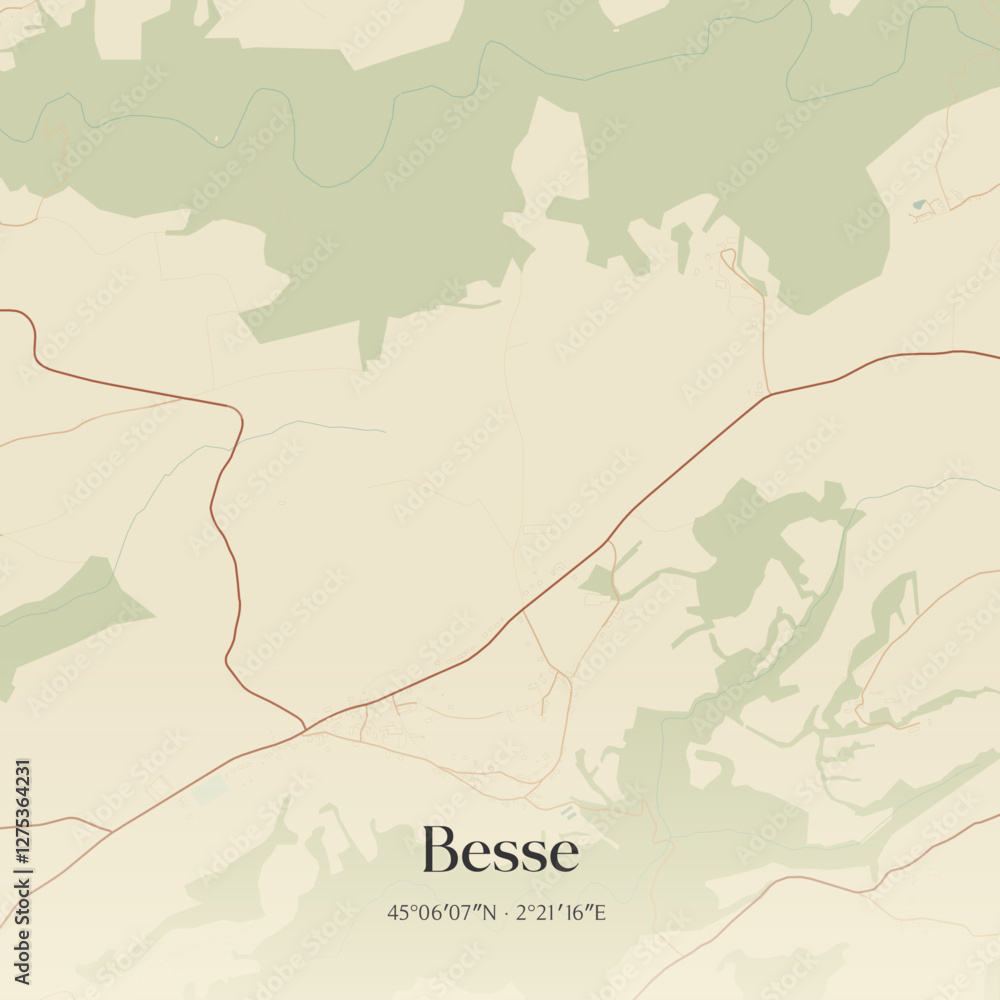 Fototapeta premium Vintage map of Besse, France.