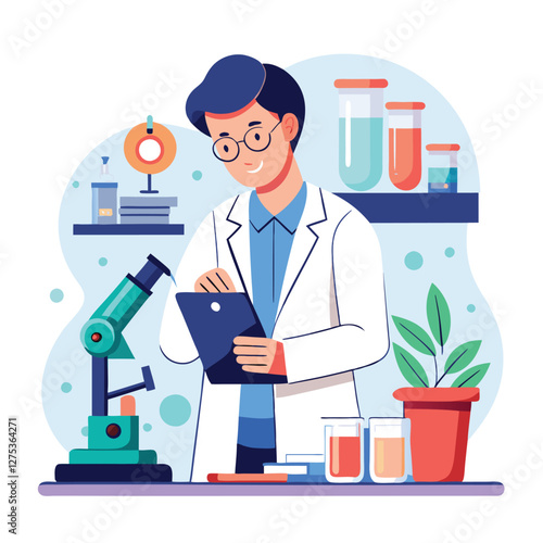 doctor doing his research in his lab vector