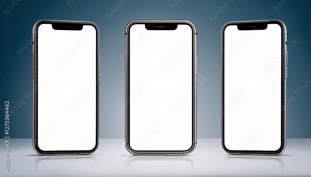 Minimalist Smartphone Mockup Blank Screen Showcasing a Modern Device in Three Angles Front and Side Perspectives, Perfect for Digital Art, Home Decor, or Design Inspiration Minimalist Smartphone Mockup Blank Screen Showcasing a Modern Device in Three Angles Front and Side Perspectives, Perfect for Digital Art, Home Decor, or Design Inspiration