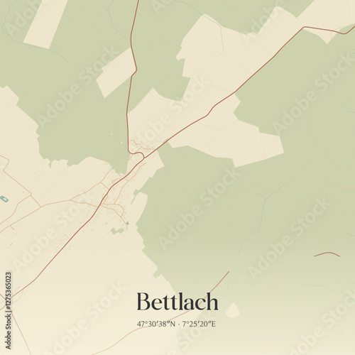 Vintage map of Bettlach, France.