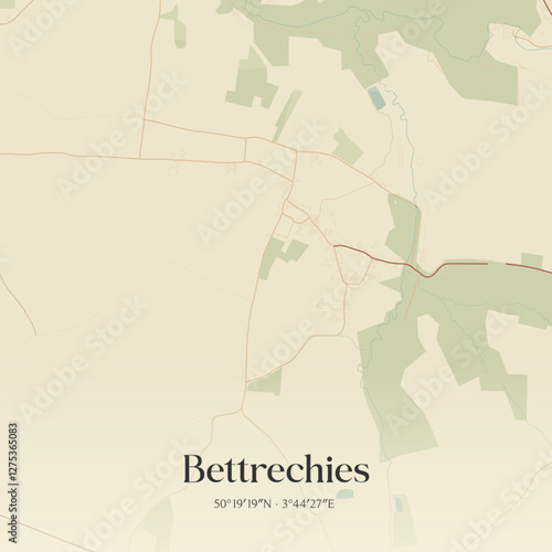 Vintage map of Bettrechies, France.