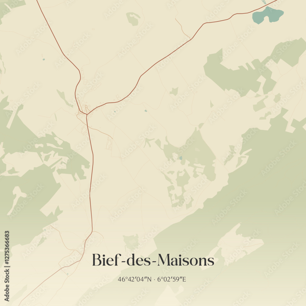 Fototapeta premium Vintage map of Bief-des-Maisons, France.