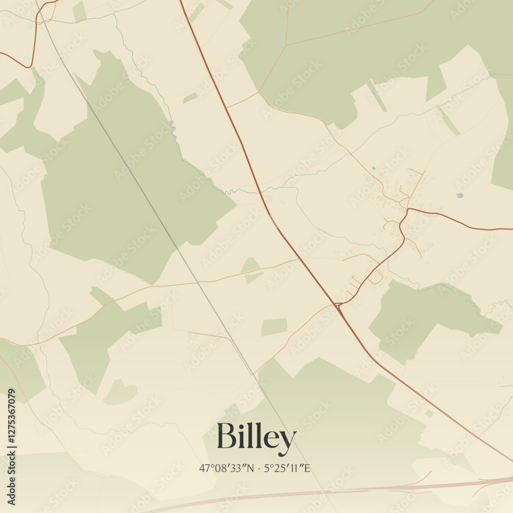 Obraz premium Vintage map of Billey, France.