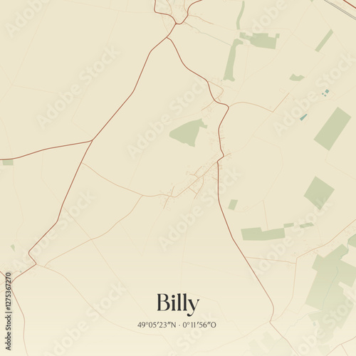 Vintage map of Billy, France.