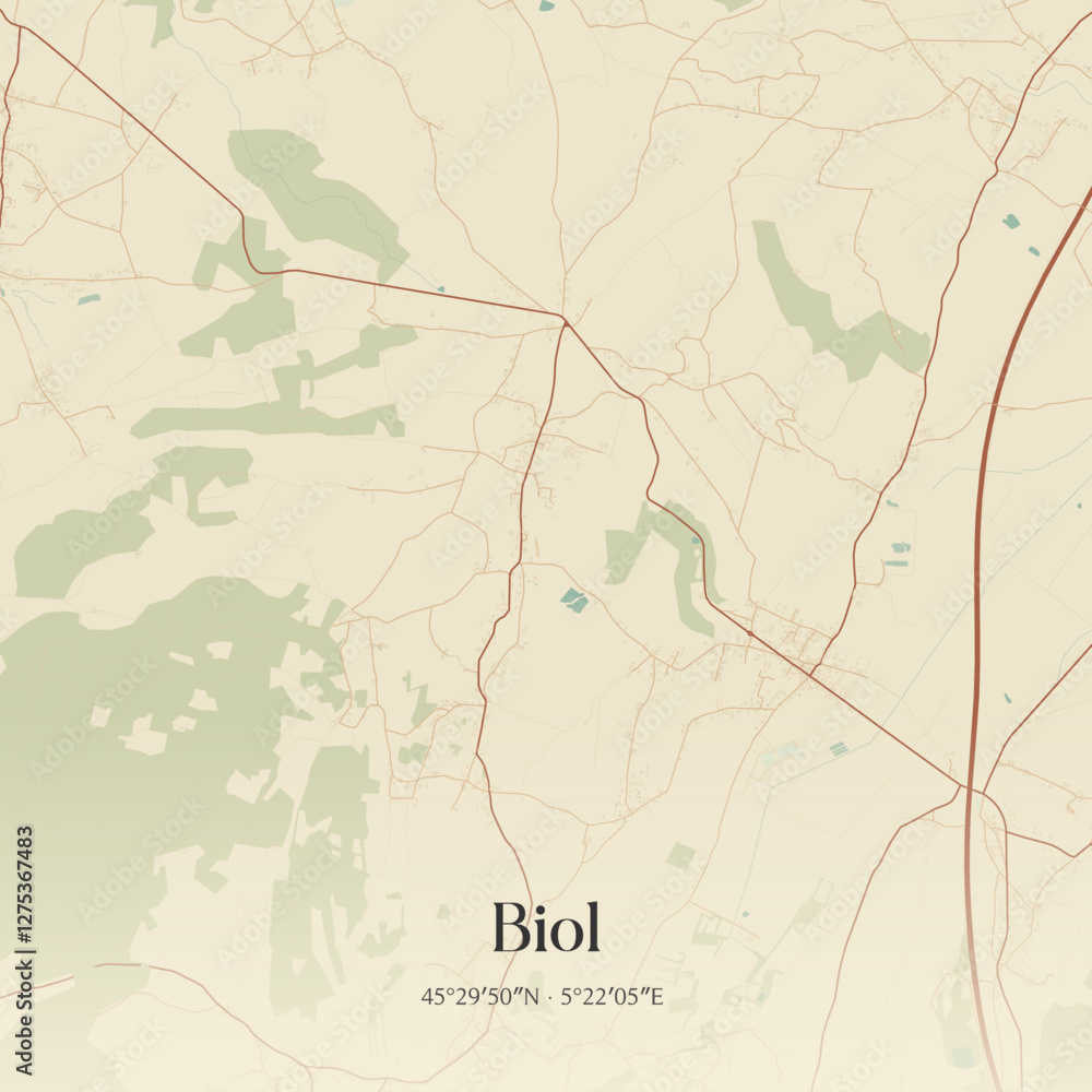 Fototapeta premium Vintage map of Biol, France.