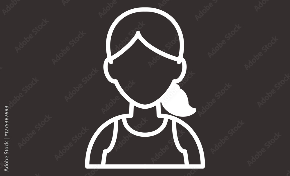 シンプルな女性のアイコン ポニーテールの人物イラスト シンプルな女性のアイコン ポニーテールの人物イラスト