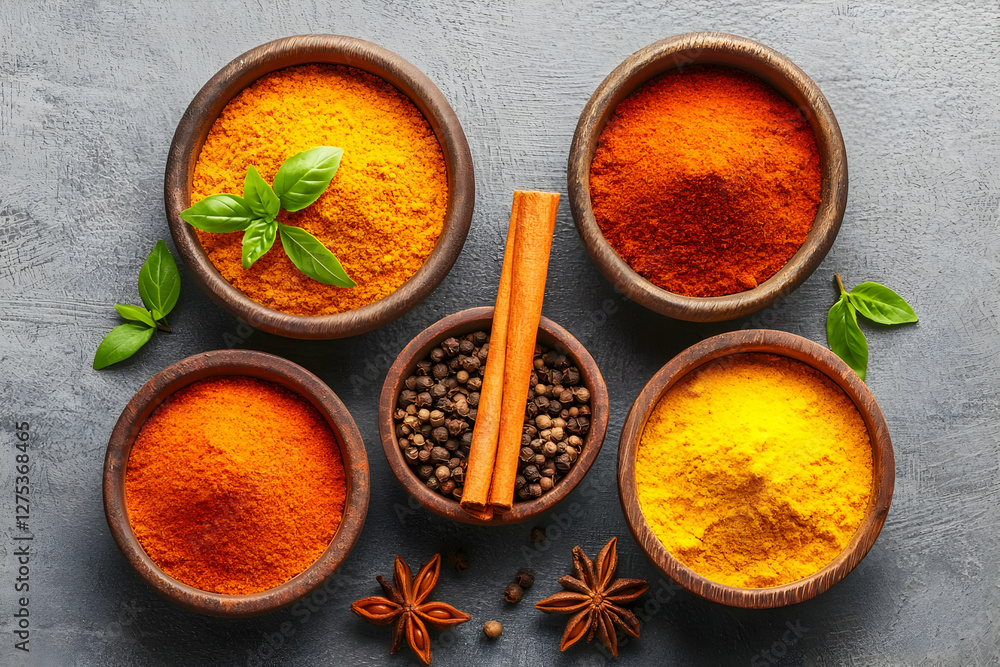 Aromatic Spices Turmeric, Chili, Peppercorns Aromatic Spices Turmeric, Chili, Peppercorns