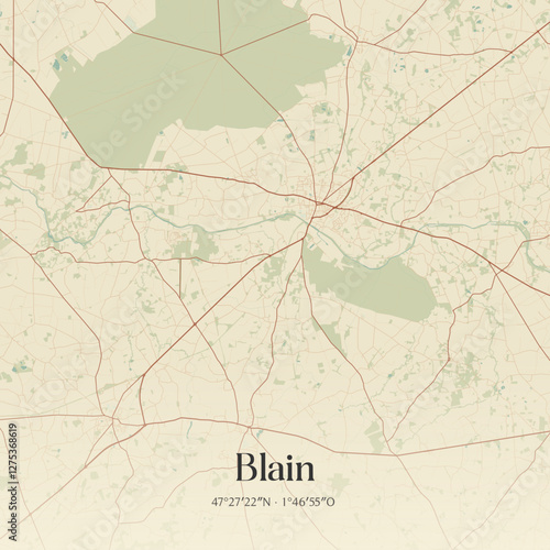 Fotografie Vintage map of Blain, France.