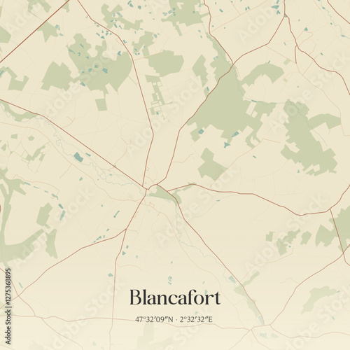 Vintage map of Blancafort, France.
