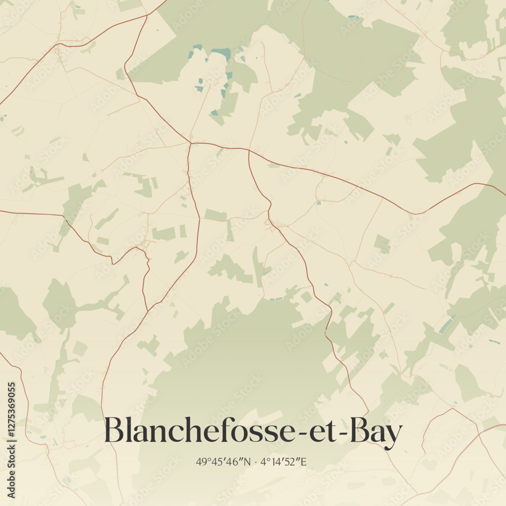 Fototapeta premium Vintage map of Blanchefosse-et-Bay, France.