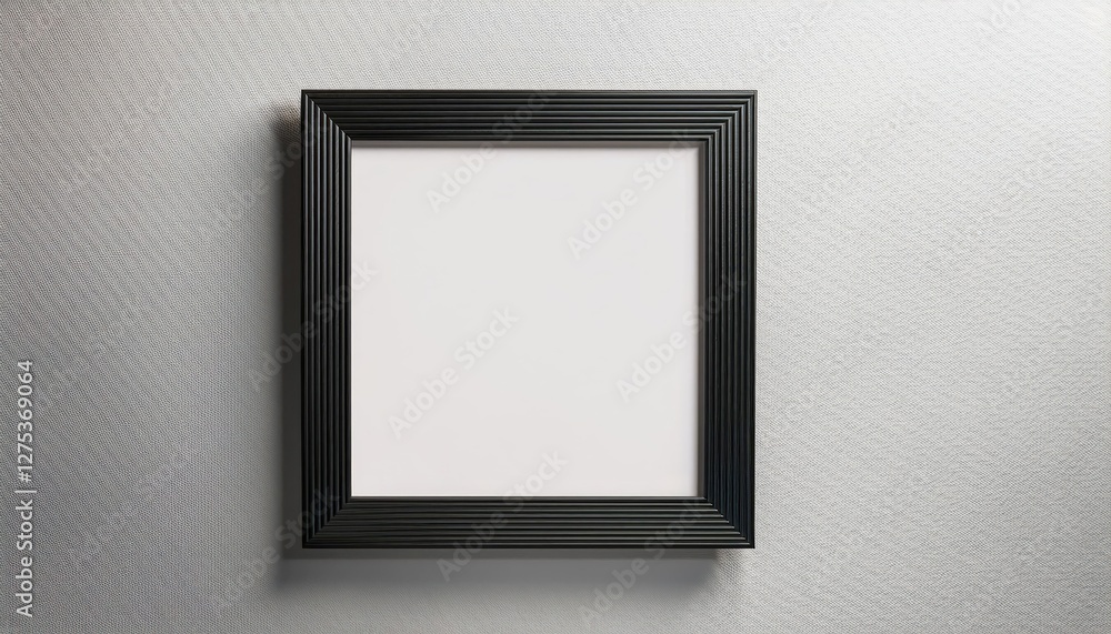 3D Illustration of a Square Black Thin Empty Frame on White Wall Minimalistic Monochrome Masterpiece Showcasing Modern Elegance and Artistic Simplicity 3D Illustration of a Square Black Thin Empty Frame on White Wall Minimalistic Monochrome Masterpiece Showcasing Modern Elegance and Artistic Simplicity