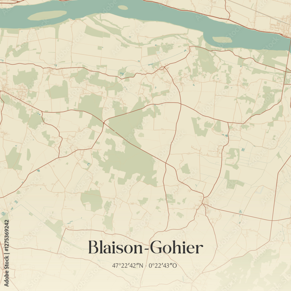 Fototapeta premium Vintage map of Blaison-Gohier, France.