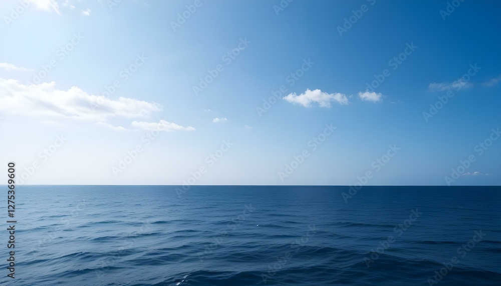 Obraz premium Simple calm blue sea, ocean under a blue sky. Calm mood, mood photo, sea, sky background. Landscape. heaven, dawn. Spiritual, wellness, meditation, summer, zen. 