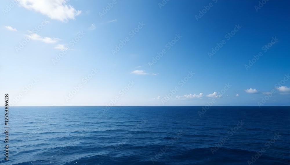 Fototapeta premium Simple calm blue sea, ocean under a blue sky. Calm mood, mood photo, sea, sky background. Landscape. heaven, dawn. Spiritual, wellness, meditation, summer, zen. 