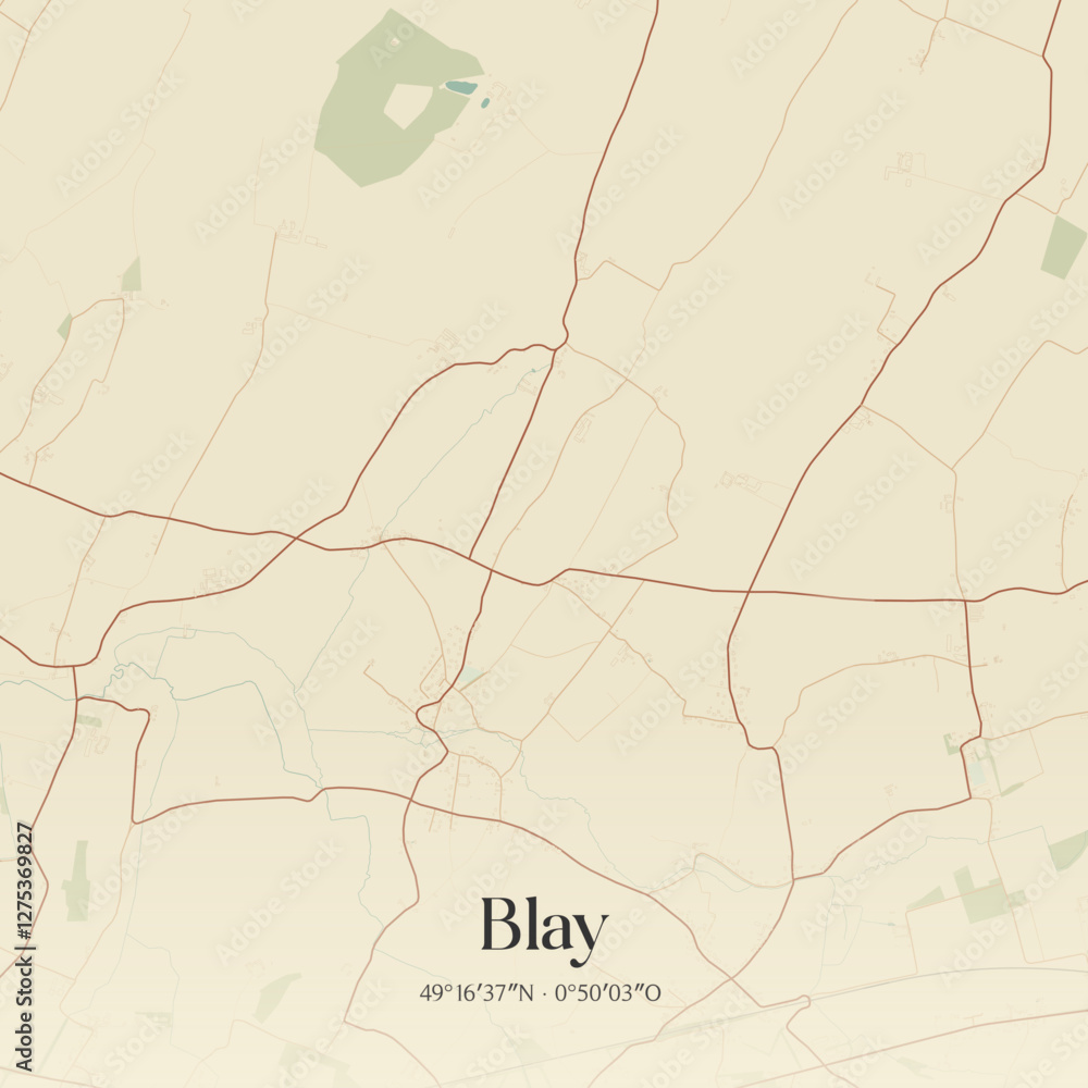 Fototapeta premium Vintage map of Blay, France.