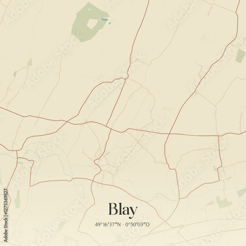 Vintage map of Blay, France.