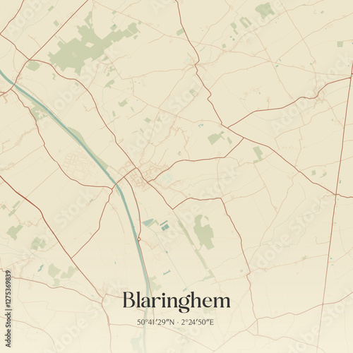 Vintage map of Blaringhem, France.