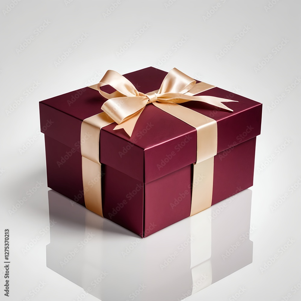 Elegant Maroon Gift Box with Beige Ribbon Elegant Maroon Gift Box with Beige Ribbon