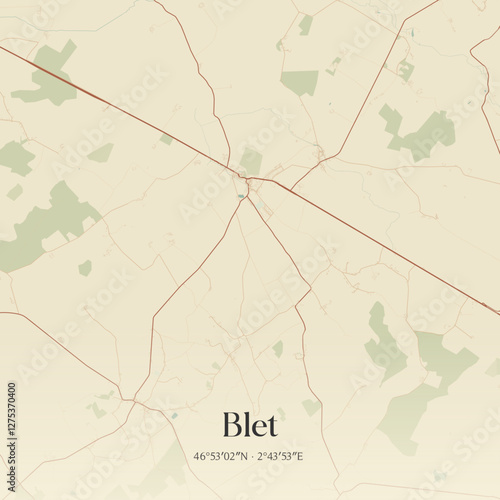 Vintage map of Blet, France.