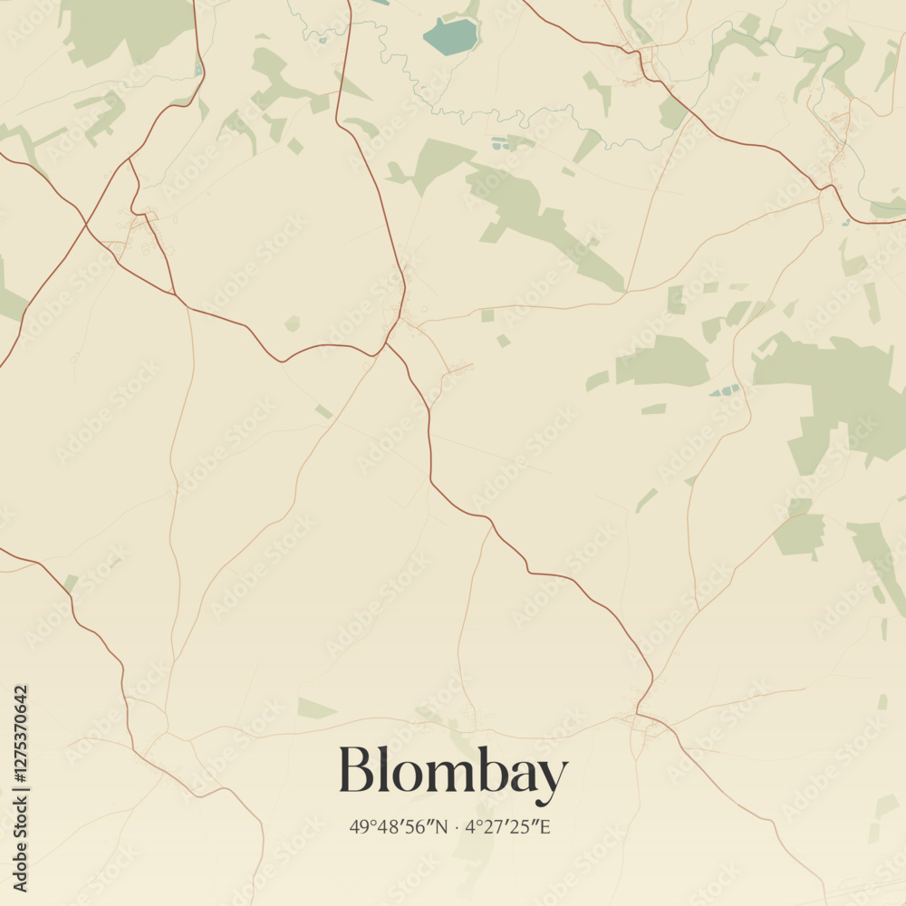 Fototapeta premium Vintage map of Blombay, France.