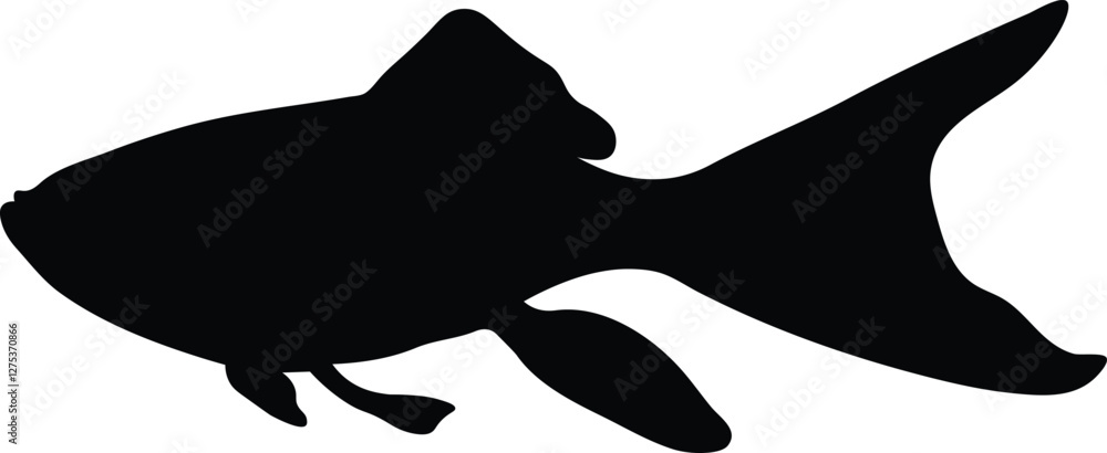 Silhouette goldfish isolated on white background, vector illustration. Silhouette goldfish isolated on white background, vector illustration.