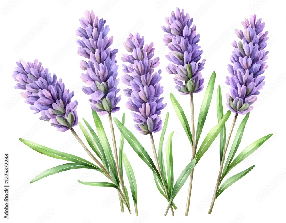 Naklejka premium Watercolor Lavender Flowers