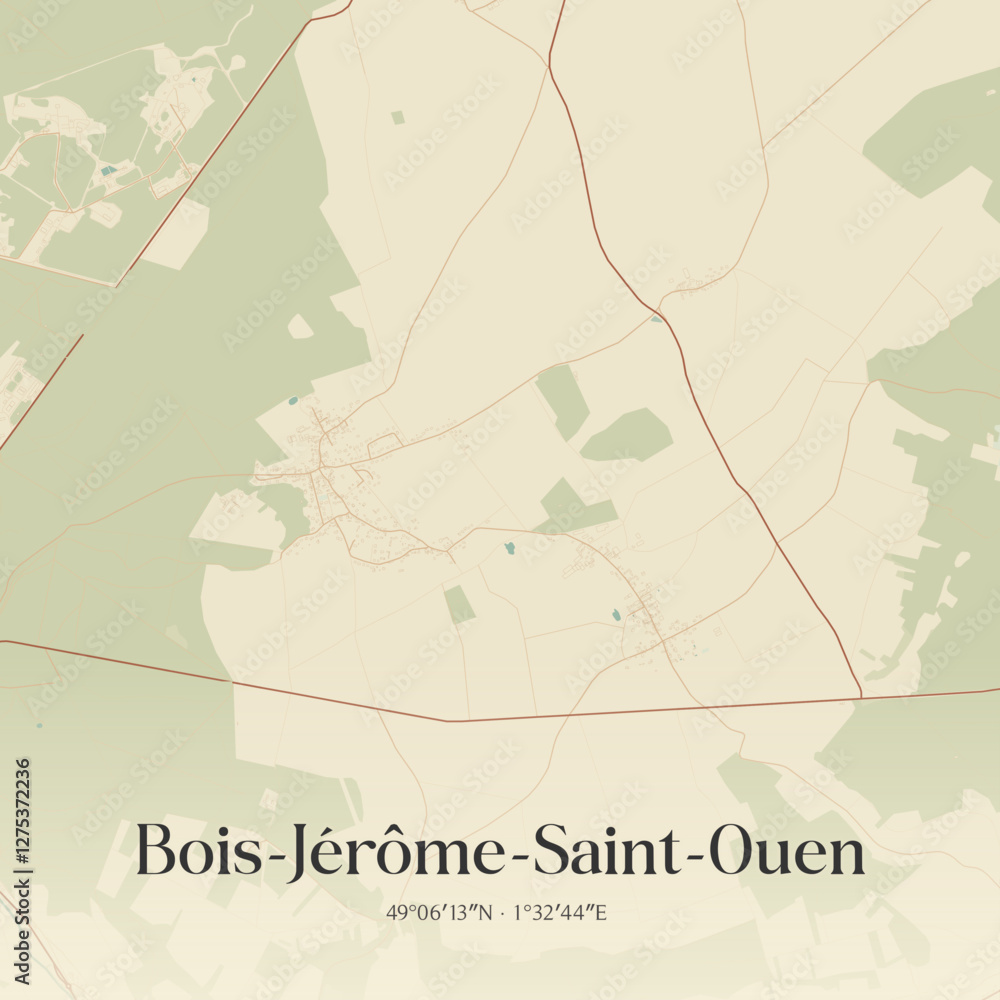 Fototapeta premium Vintage map of Bois-Jérôme-Saint-Ouen, France.