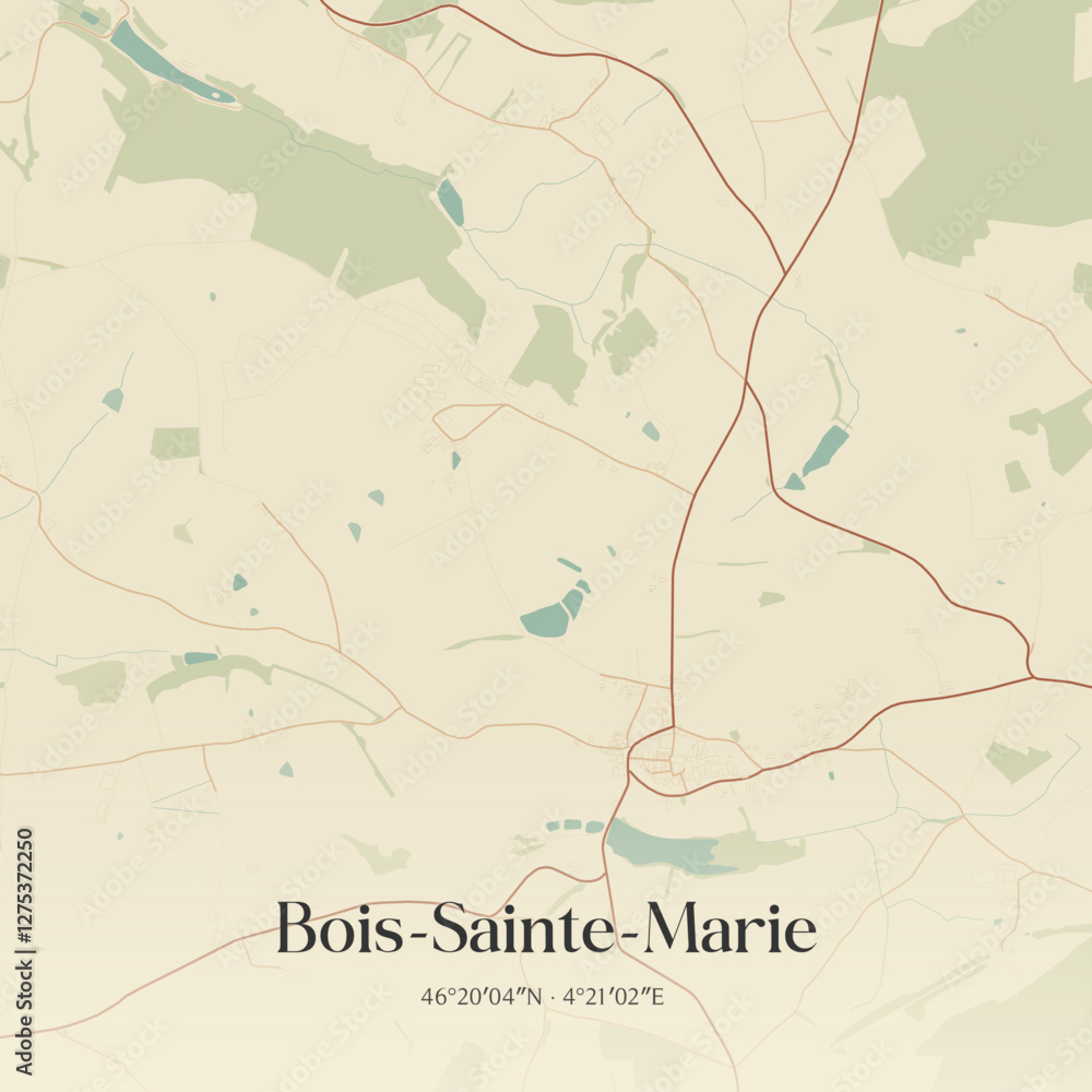 Fototapeta premium Vintage map of Bois-Sainte-Marie, France.