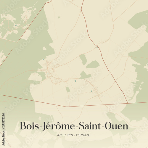 Vintage map of Bois-Jérôme-Saint-Ouen, France.