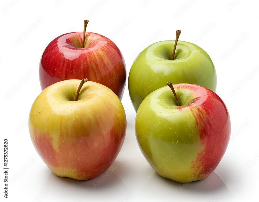 Four Fresh Apples - Red and Green Variety Four Fresh Apples - Red and Green Variety