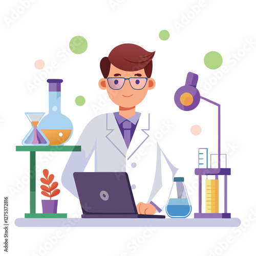doctor doing his research in his lab vector