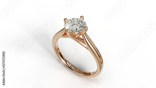 Fotografie 3D render of a Rose gold solitaire ring with a natural diamond,
featuring an elegant and luxurious design