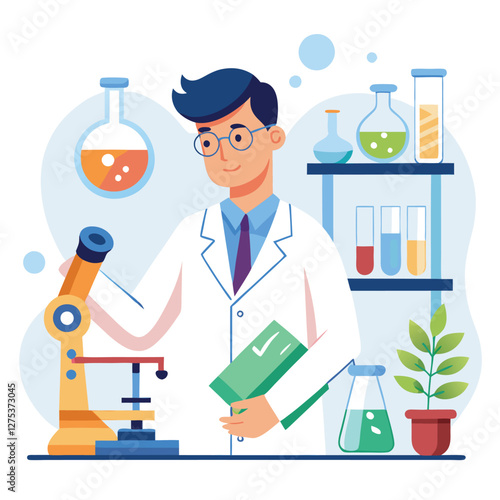 doctor doing his research in his lab vector