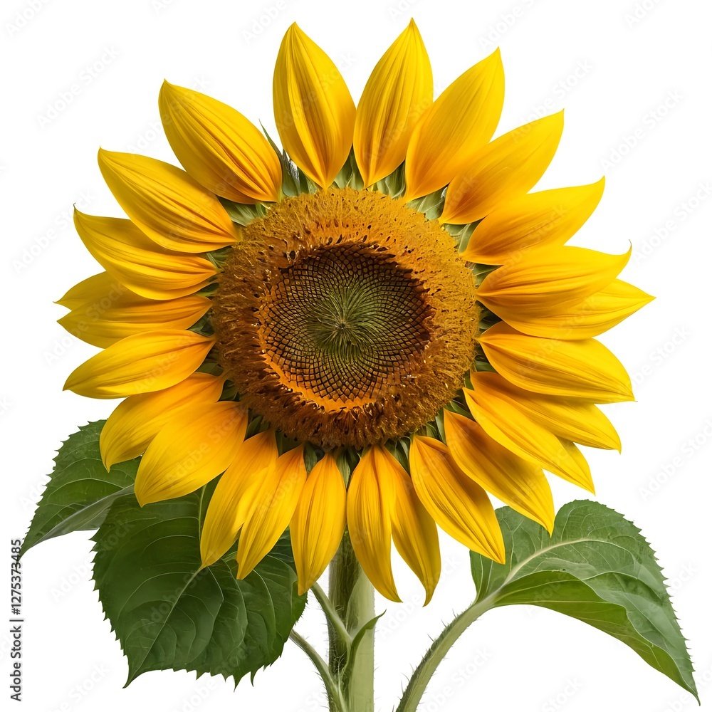 Fototapeta premium Single Sunflower Isolated on White Background