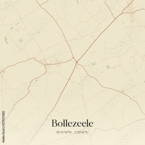 Vintage map of Bollezeele, France.
