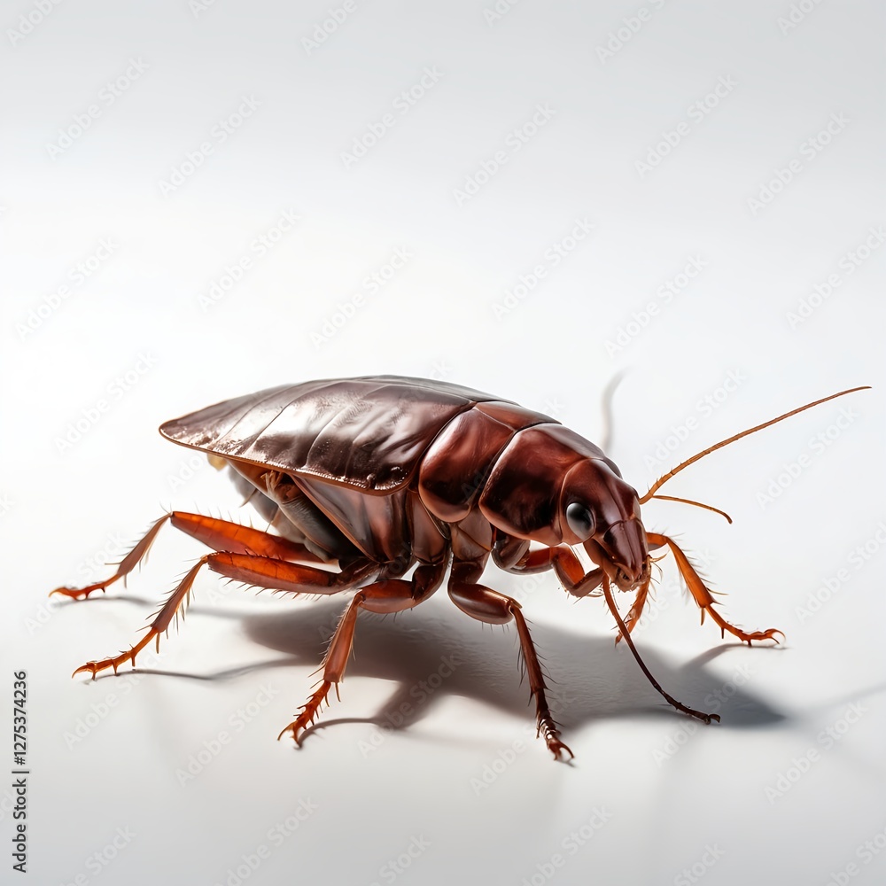 Close-up of a Reddish-Brown Cockroach on White Background Close-up of a Reddish-Brown Cockroach on White Background