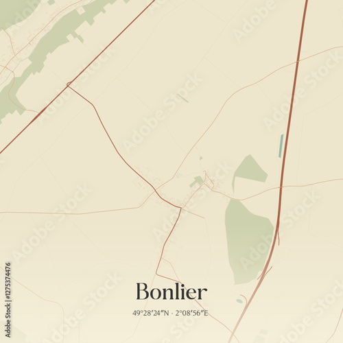 Vintage map of Bonlier, France.