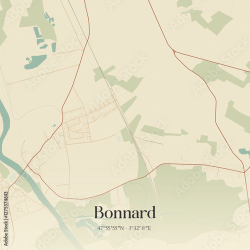 Vintage map of Bonnard, France.