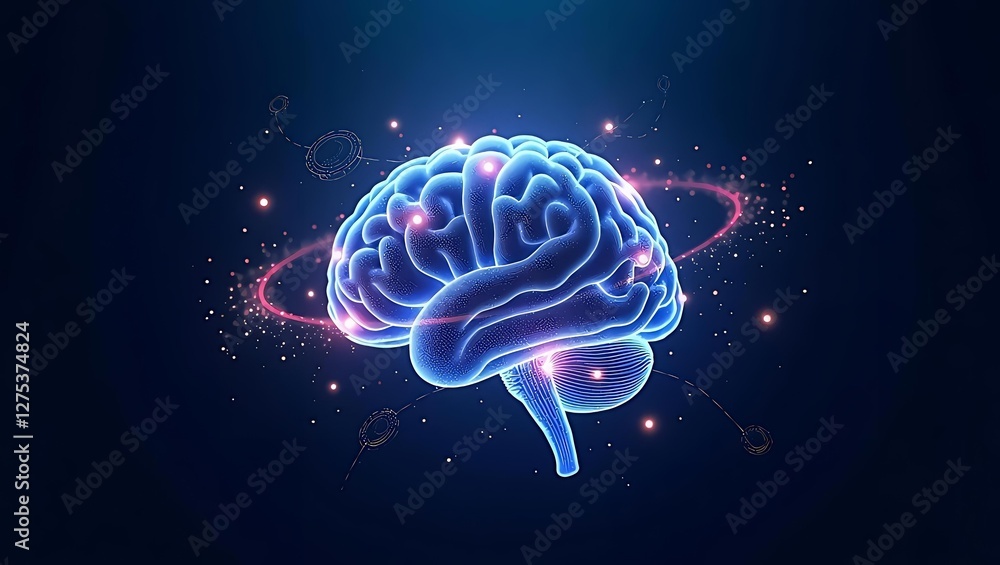 Fototapeta premium human brain function model with dark blue background 