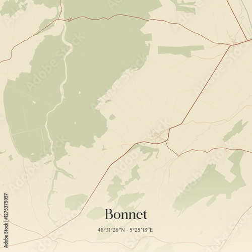 Vintage map of Bonnet, France.